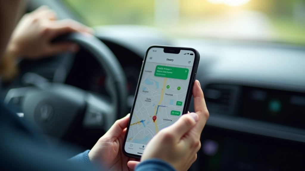 Nutitelefon kaardirakendusega, elektriautoga seotud sõiduplaan