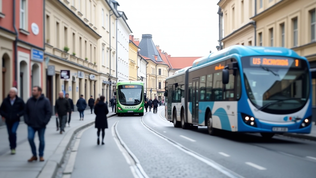 Tartu linna tänav, busside peatused, jalakäijad ja linnamaastik